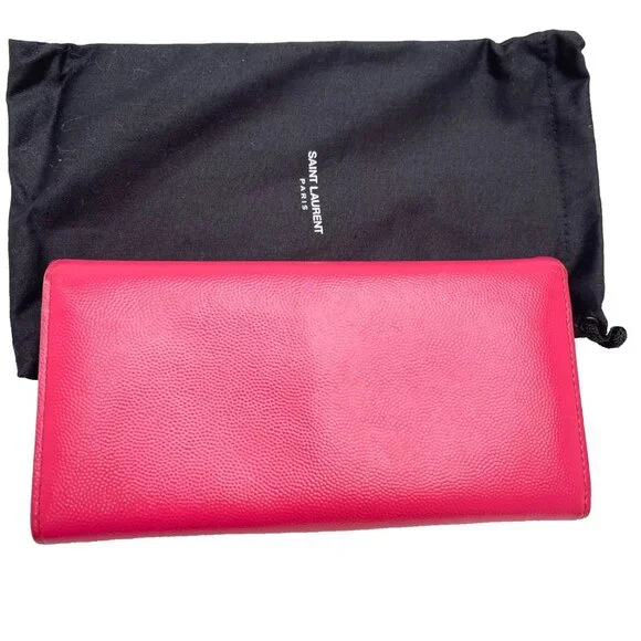 Yves Saint Laurent Pink caviar Leather Bi-fold Long Wallet - Picture 2 of 15